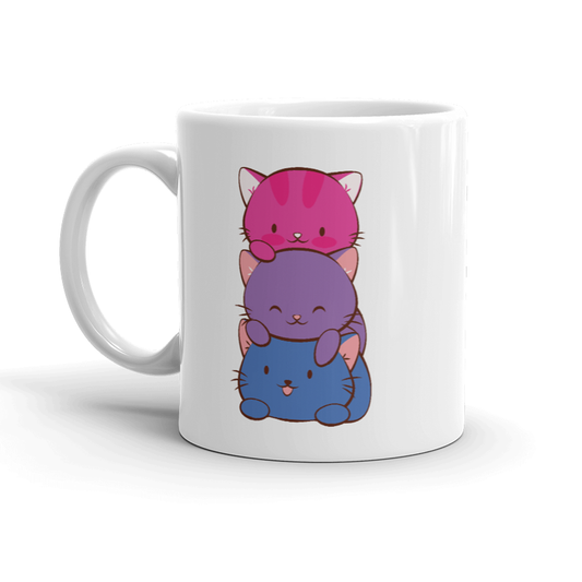 Bisexual Pride Cute Kawaii Cat Mug 11 oz / White