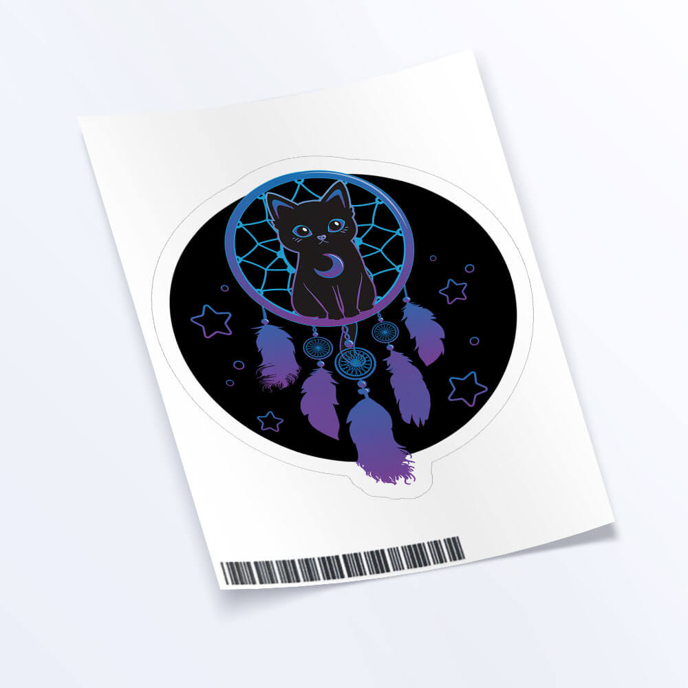 Black Cat Dreamcatcher Kawaii Sticker Sheet