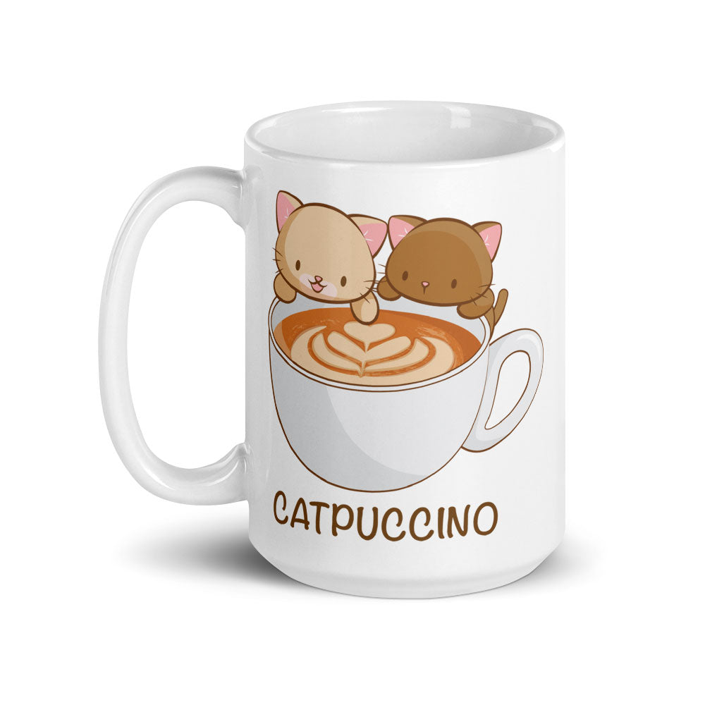 Catpuccino Cute Coffee Cats Kawaii Mug 15 oz / White