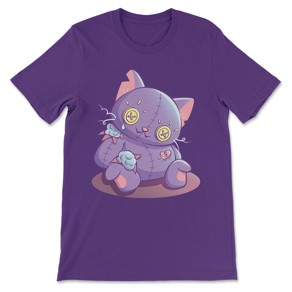 Creepy Cute Broken Cat Doll Kawaii Pastel Goth Shirt - Purple