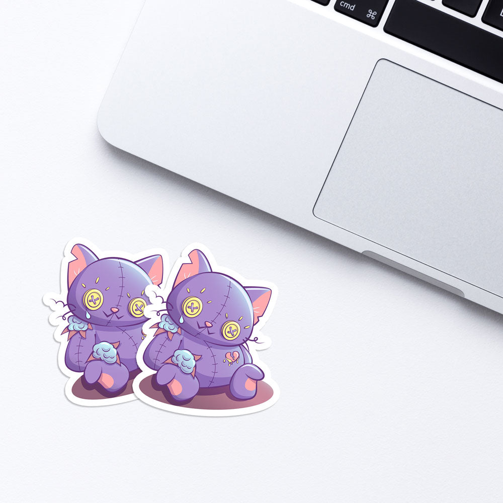 Creepy Cute Broken Cat Doll Pastel Goth Aesthetic Kawaii Stickers