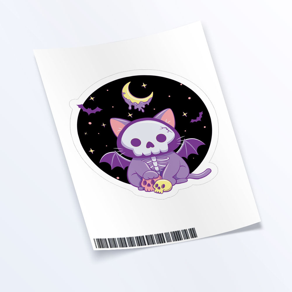 Creepy Cute Skeleton Cat Kawaii Pastel Goth Sticker Sheet