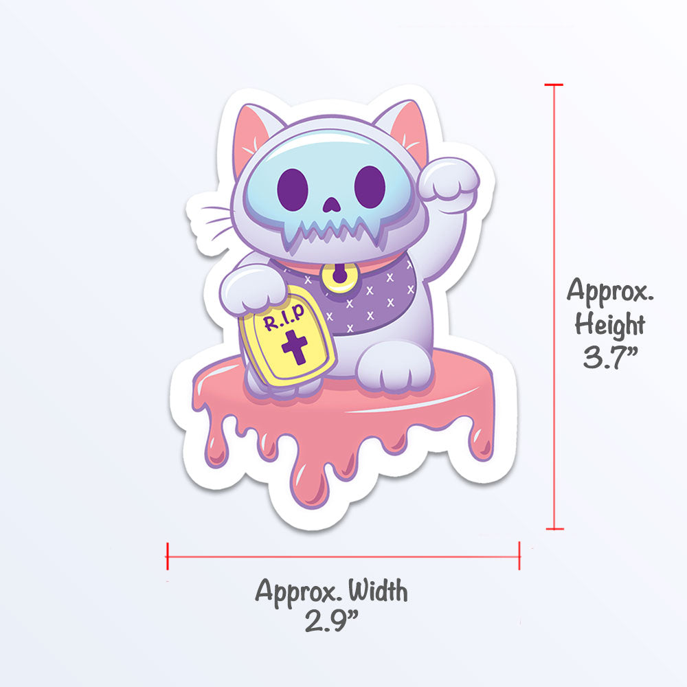 Creepy Maneki Neko Cute Goth Cat Kawaii Aesthetic Sticker - Measurements