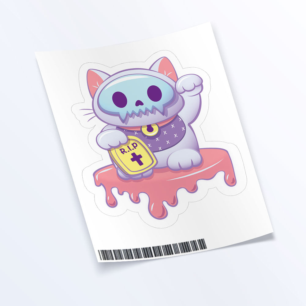 Creepy Maneki Neko Cute Goth Cat Kawaii Aesthetic Sticker Sheet