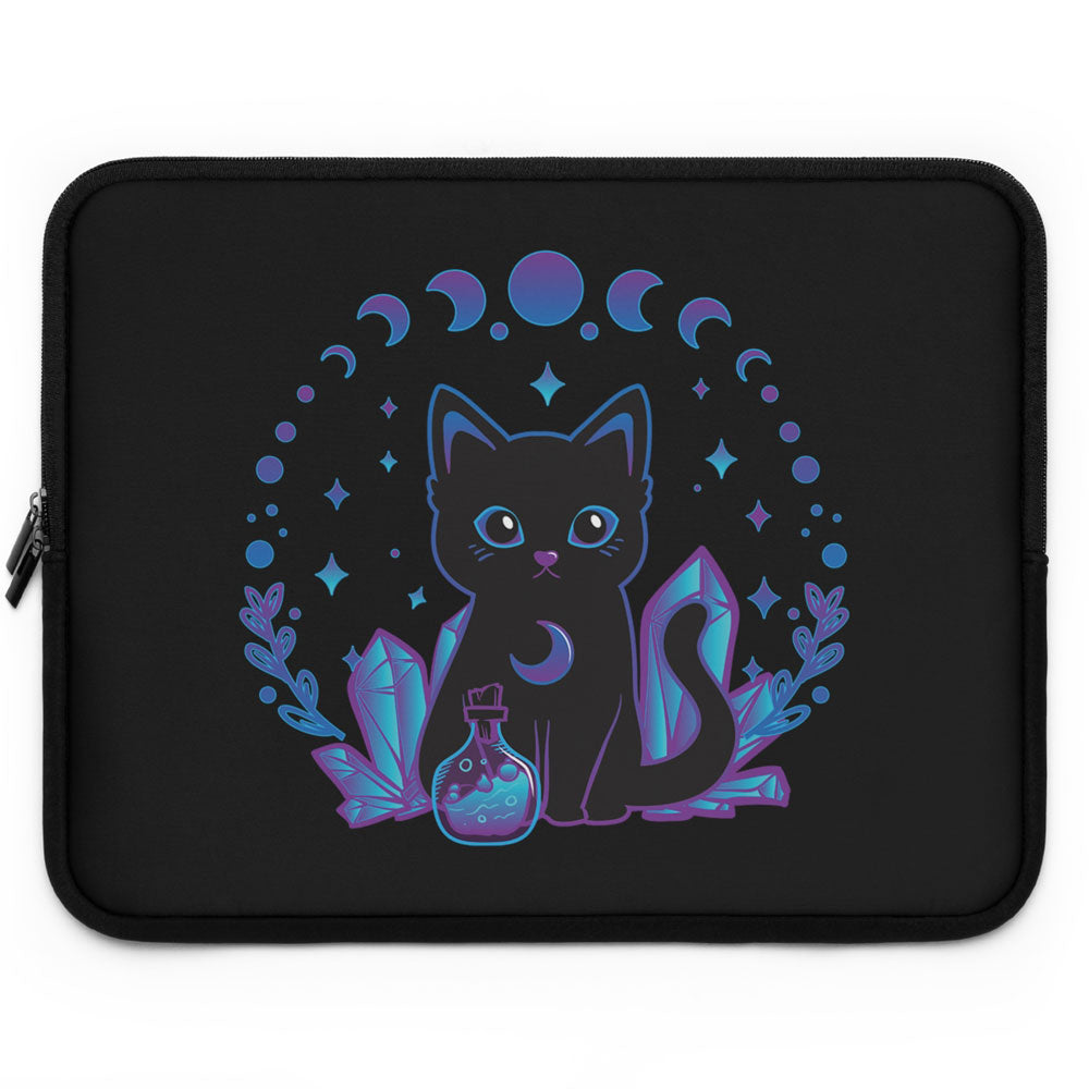 Crystal Alchemy Kawaii Black Cat Laptop Sleeve