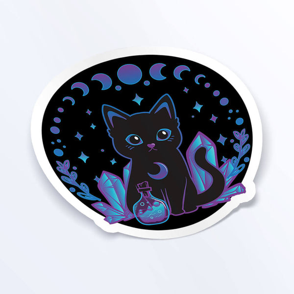 Crystal Alchemy Witchy Black Cat Kawaii Sticker – Irene Koh Studio