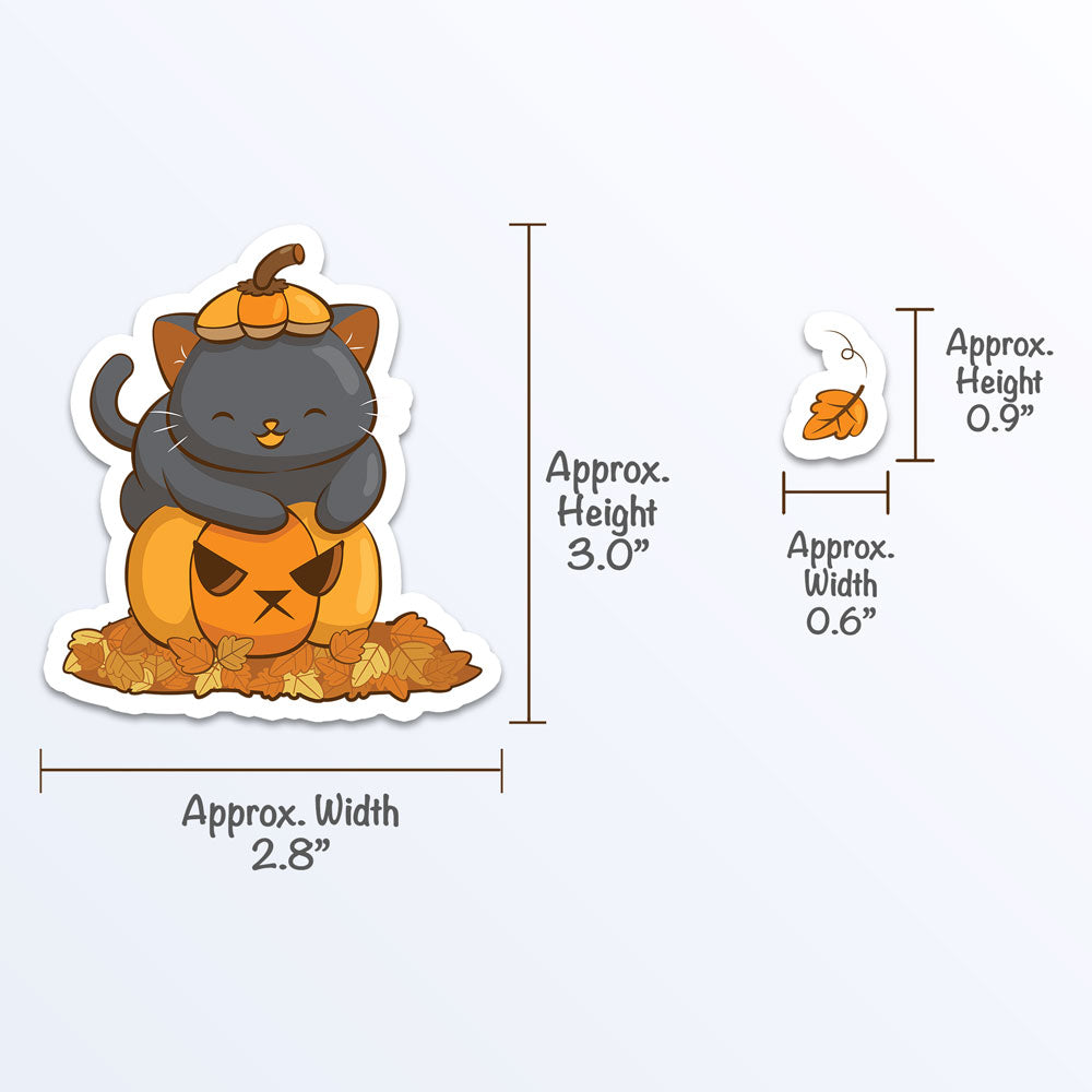 Cute Black Cat in Halloween Pumpkin Kawaii Stickers