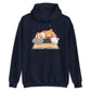 Cute Bookish Cats Kawaii Hoodie for Readers and Book Lovers - Navy