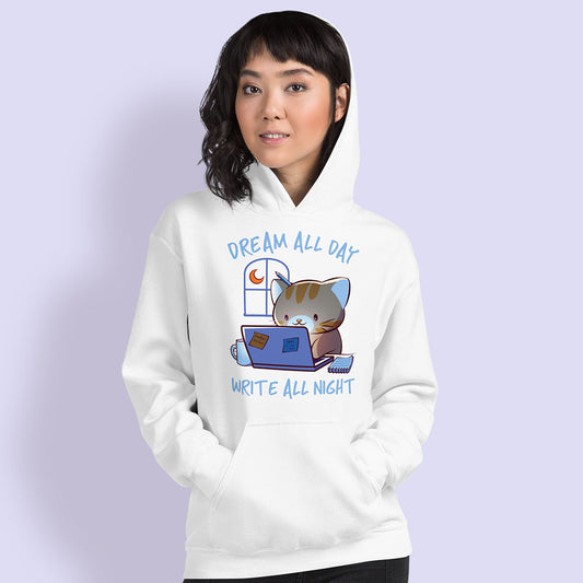Cute Cat Kawaii Hoodie for Writers and Authors for Women