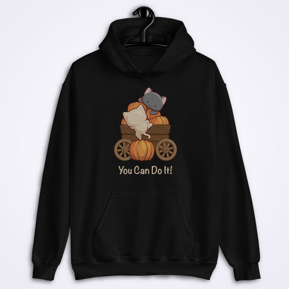 Cute Cats Inspirational Saying Kawaii Hoodie for Fall - black