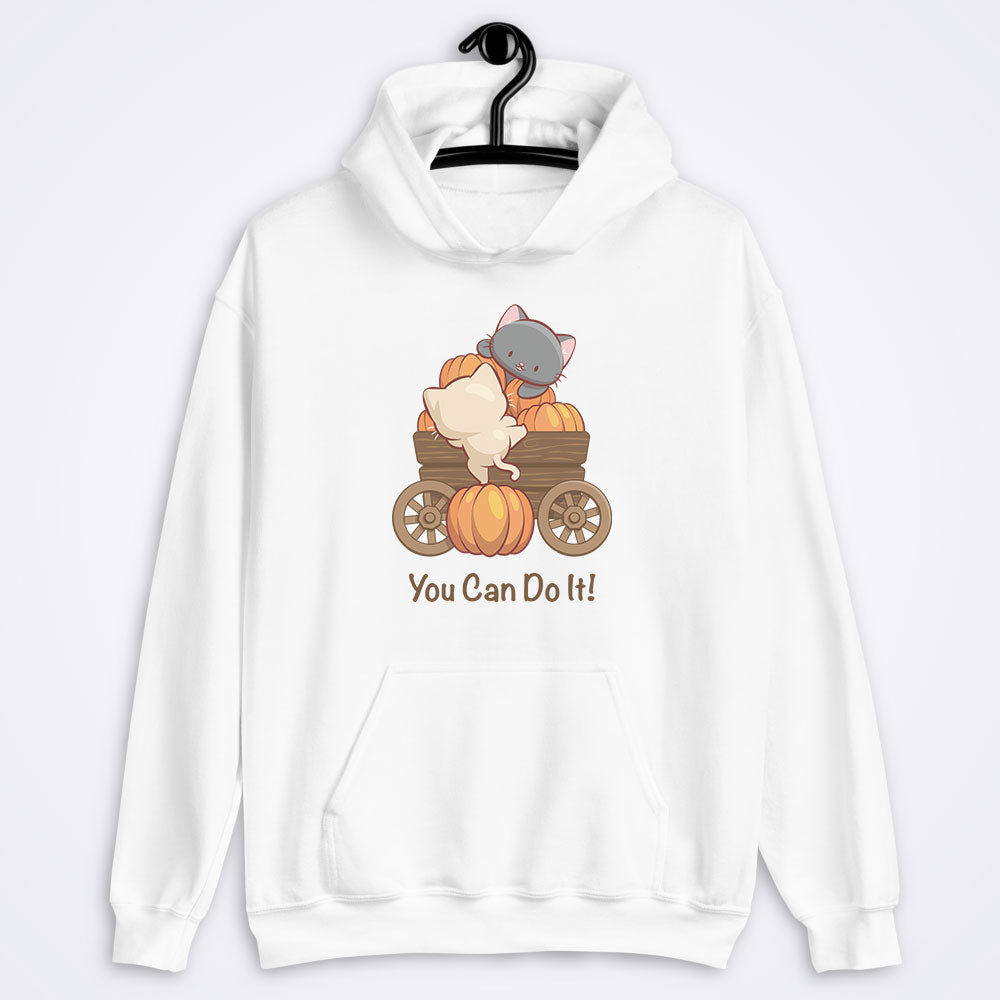 Cute Cats Inspirational Saying Kawaii Hoodie for Fall - white