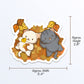 Cute Cats and Fall Leaves Kawaii Sticker measurements