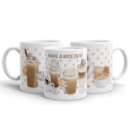Cute Coffee Cats Kawaii Mug 11 oz / White