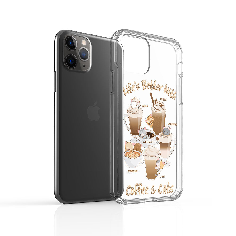 Cute Coffee Cats Kawaii Phone Case - Clear Aesthetic