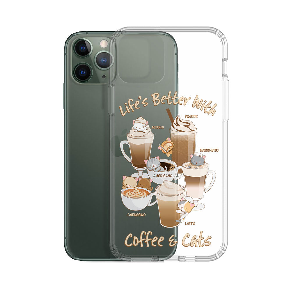 Cute Coffee Cats Kawaii Phone Case - Clear Aesthetic