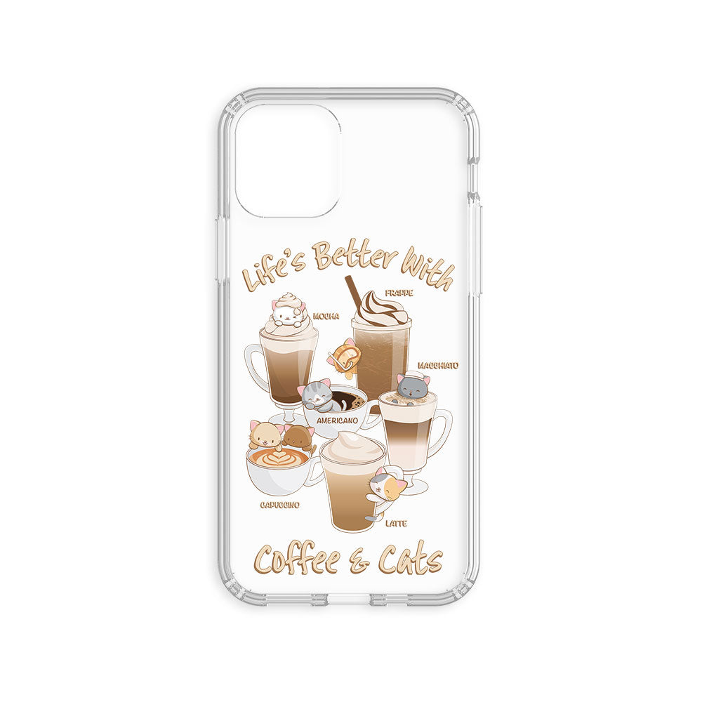 Cute Coffee Cats Kawaii Phone Case - Clear Aesthetic