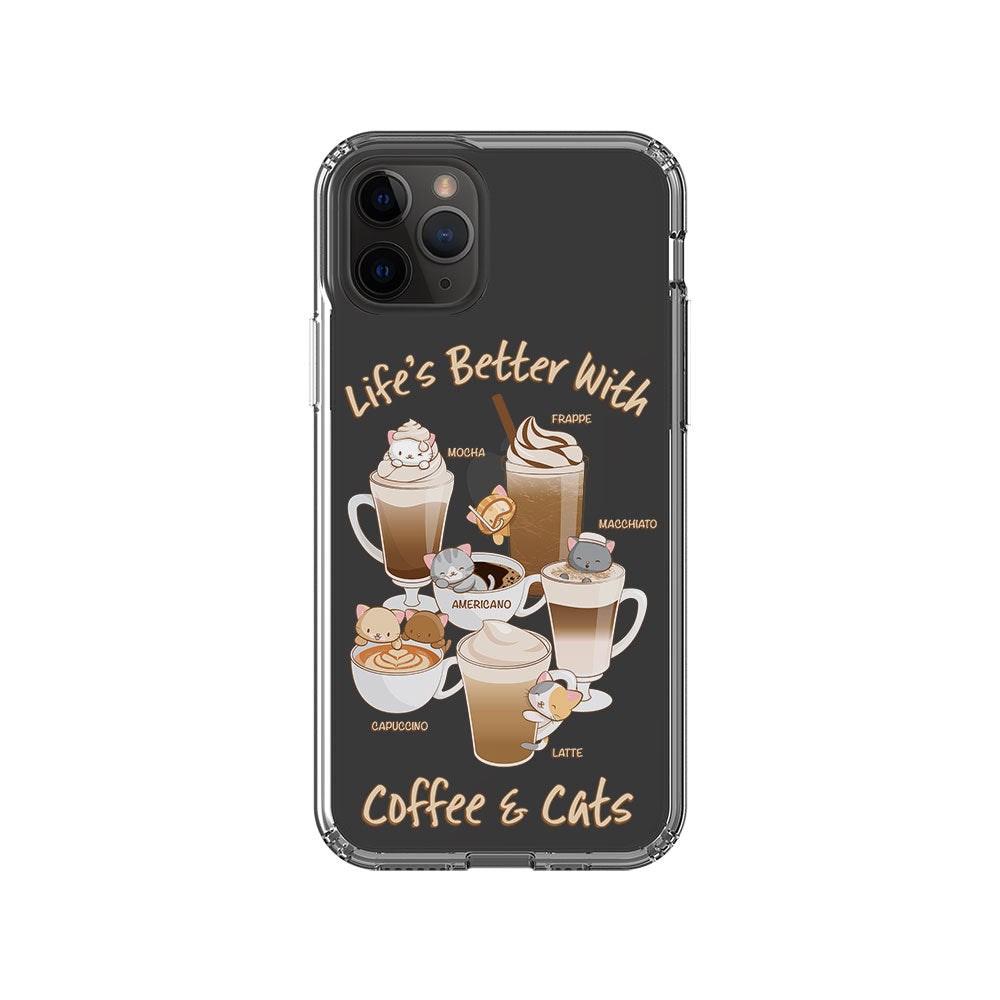 Cute Coffee Cats Kawaii Phone Case - Clear Aesthetic