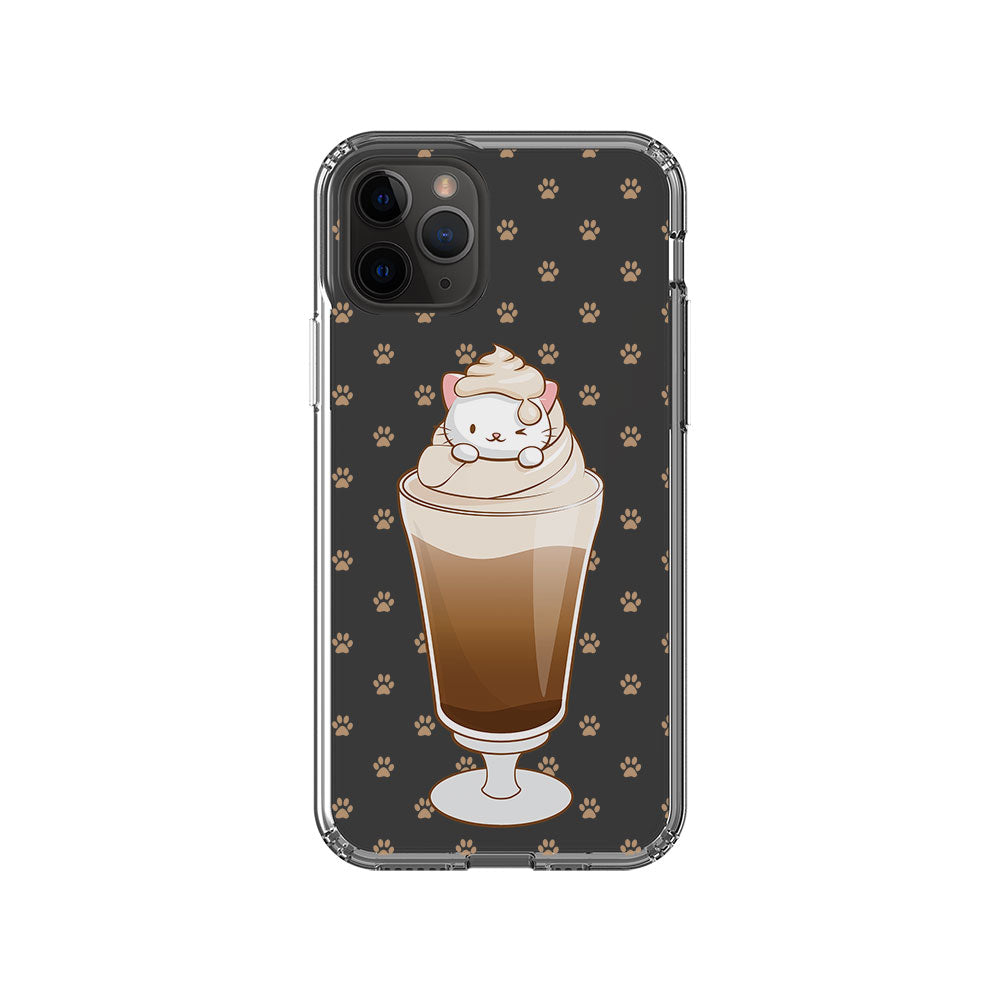 Kawaii Mocha Coffee Cat Phone Case - Clear Aesthetic