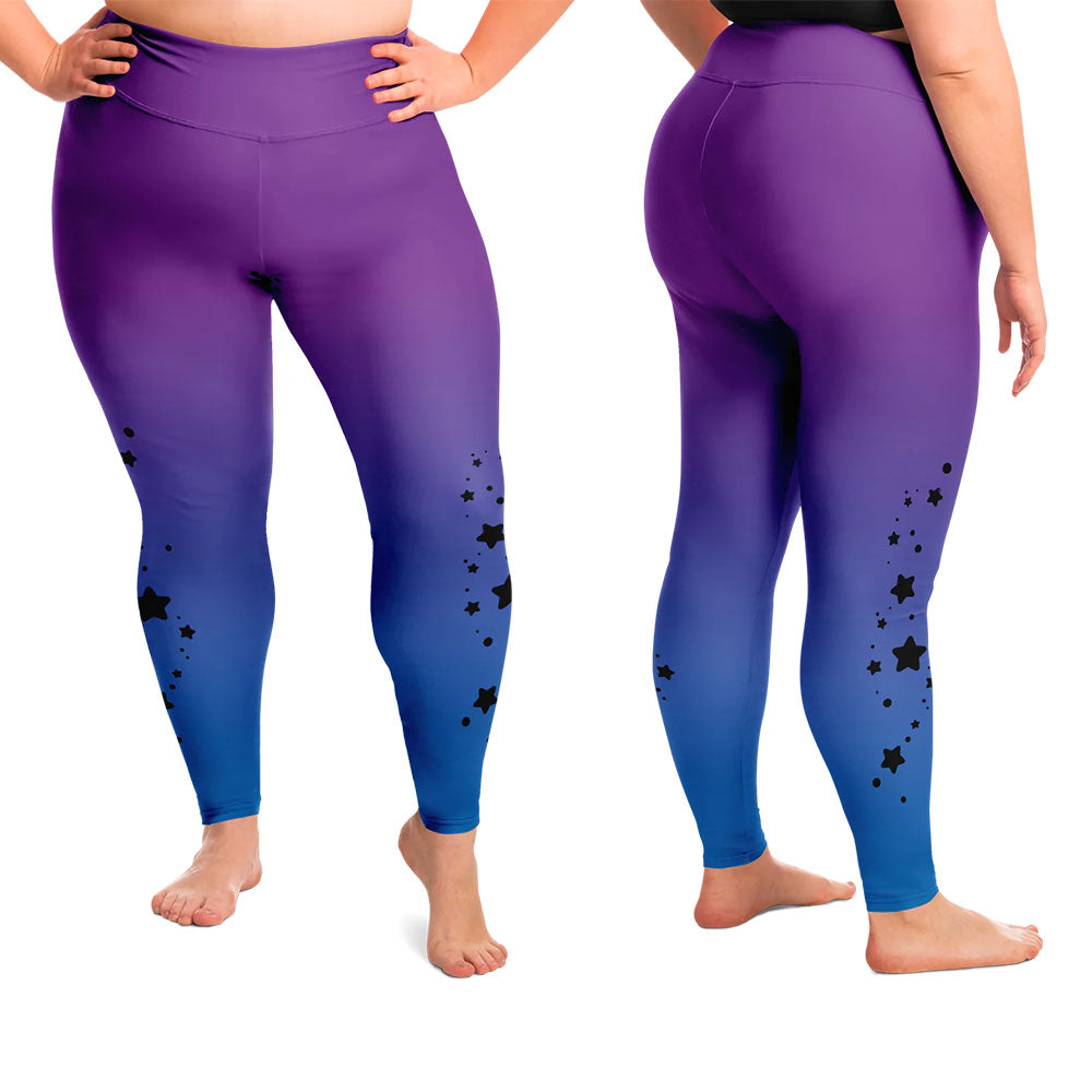 Cute Stars Purple and Blue Leggings - plus size