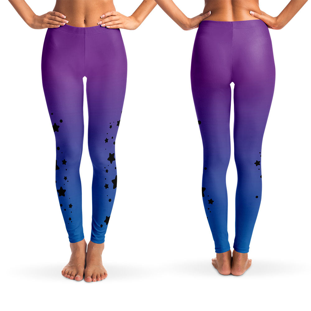 Cute Stars Purple and Blue Leggings for women