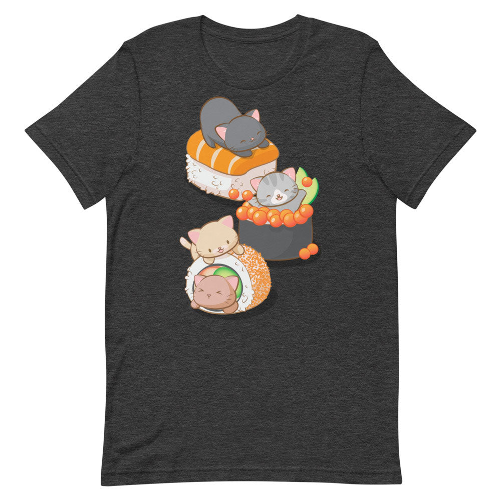 Cute Sushi Cats Kawaii T-Shirt S / Dark Grey Heather