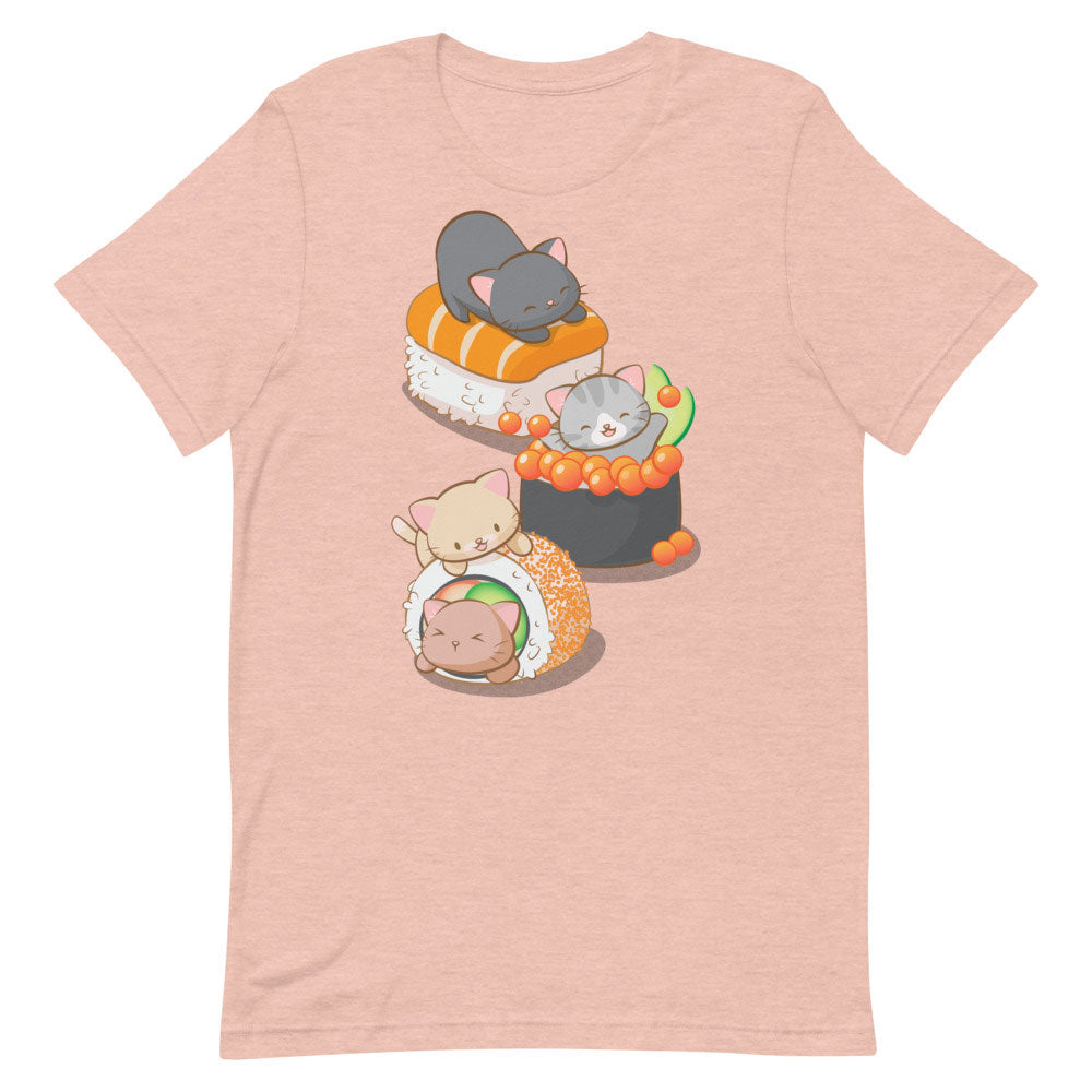 Cute Sushi Cats Kawaii T-Shirt S / Heather Prism Peach