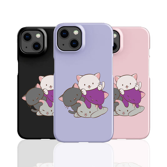 Demisexual Pride Kawaii Cat Phone Cases - black, purple, pink