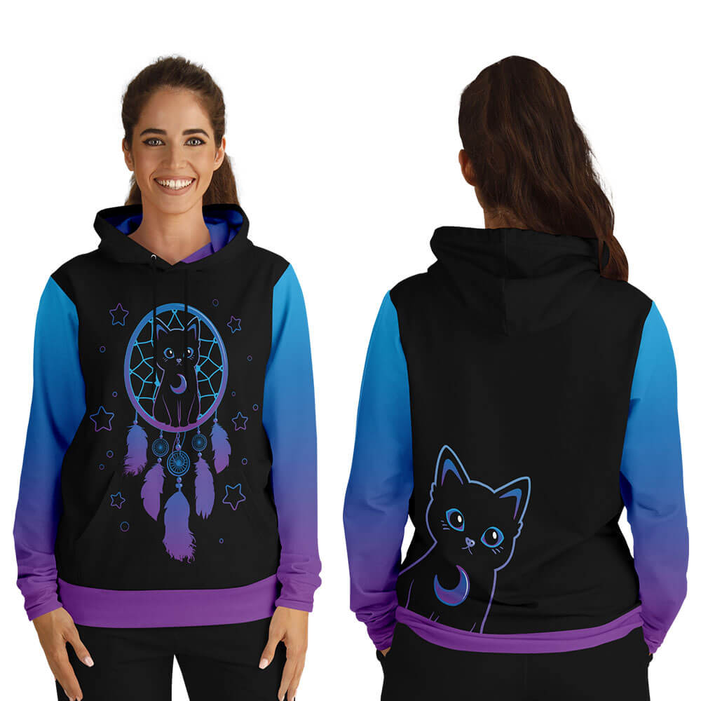 Dreamcatcher Kawaii Black Cat Hoodie (Eco-friendly) for Women