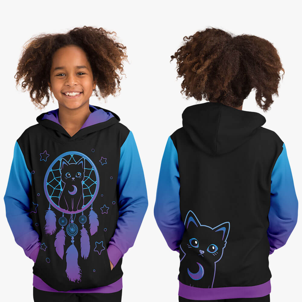 Dreamcatcher Kawaii Black Cat Hoodie (Eco-friendly) for kids