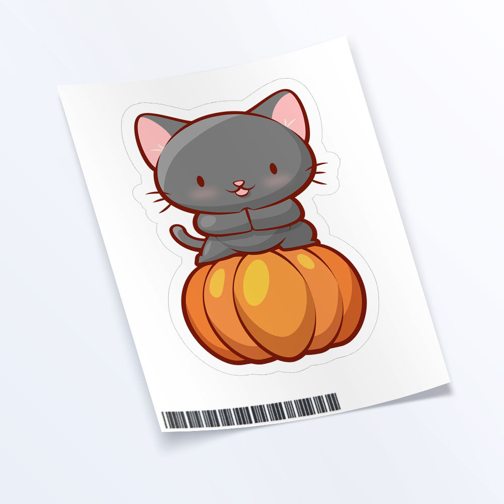 Funny Pumpkin Yoga Cats Kawaii Stickers - warrior pose
