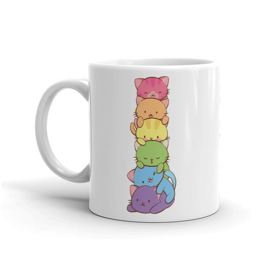 Gay Pride Cute Kawaii Cat Mug 11 oz / White