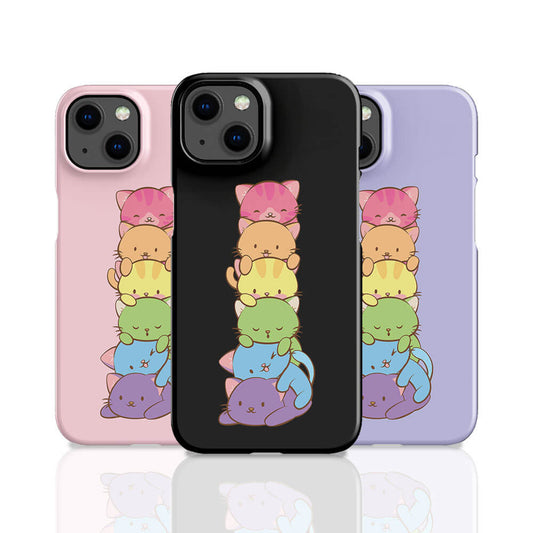 Gay Pride Kawaii Cat Phone Case - black, pink and purple