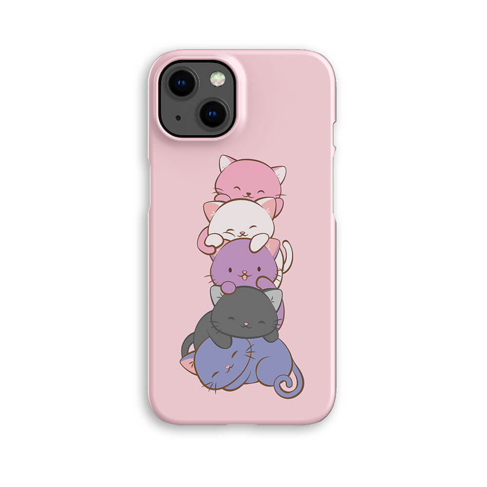 Genderfluid Pride Kawaii Cat Phone Case - pink