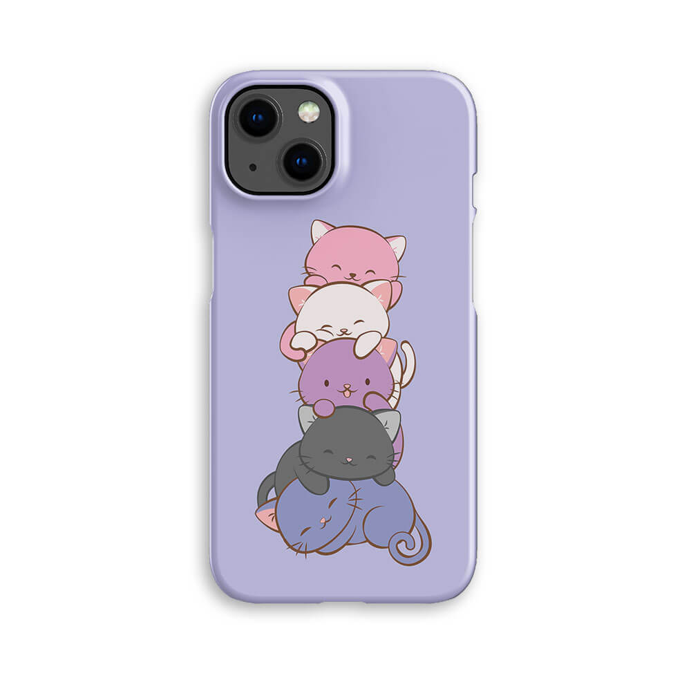 Genderfluid Pride Kawaii Cat Phone Case