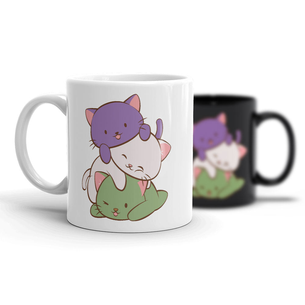 Genderqueer Pride Cute Kawaii Cat Mug
