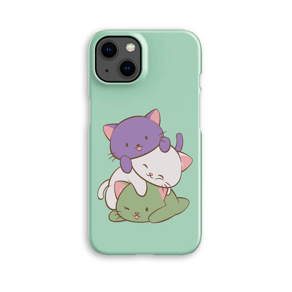 Genderqueer Pride Kawaii Cat Phone Case - Mint