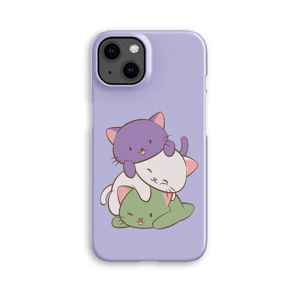 Genderqueer Pride Kawaii Cat Phone Case - Purple