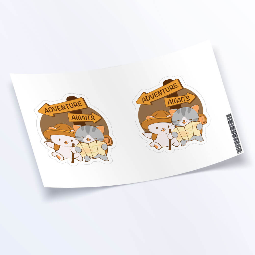 Hiking Adventure Cute Cats Kawaii Sticker Sheet set of 2