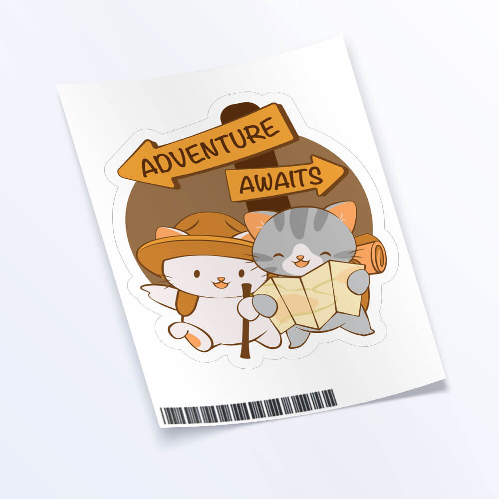 Hiking Adventure Cute Cats Kawaii Sticker Sheet