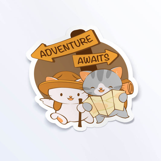 Hiking Adventure Cute Cats Kawaii Sticker