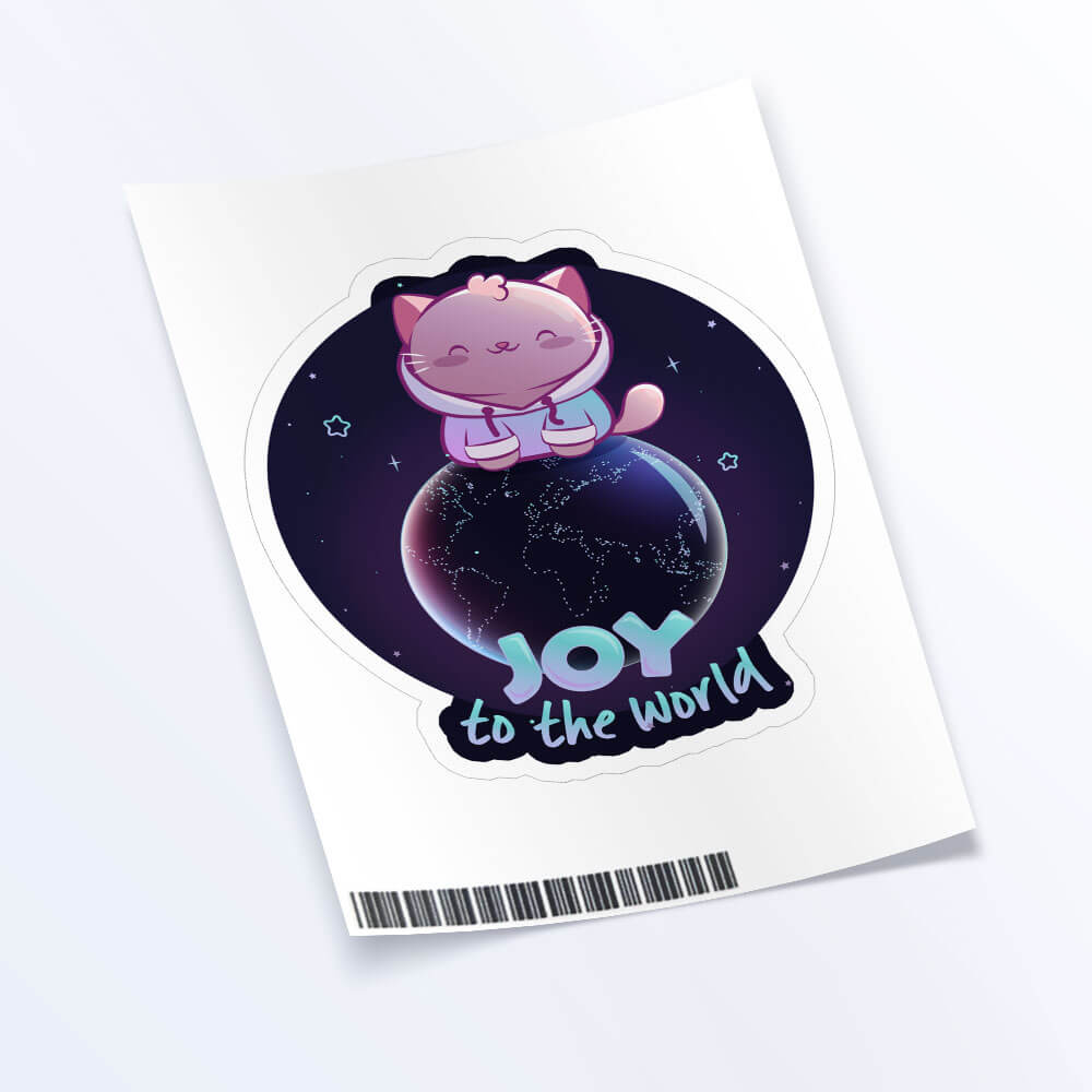 Joy to the World Cute Cat Kawaii Sticker Sheet