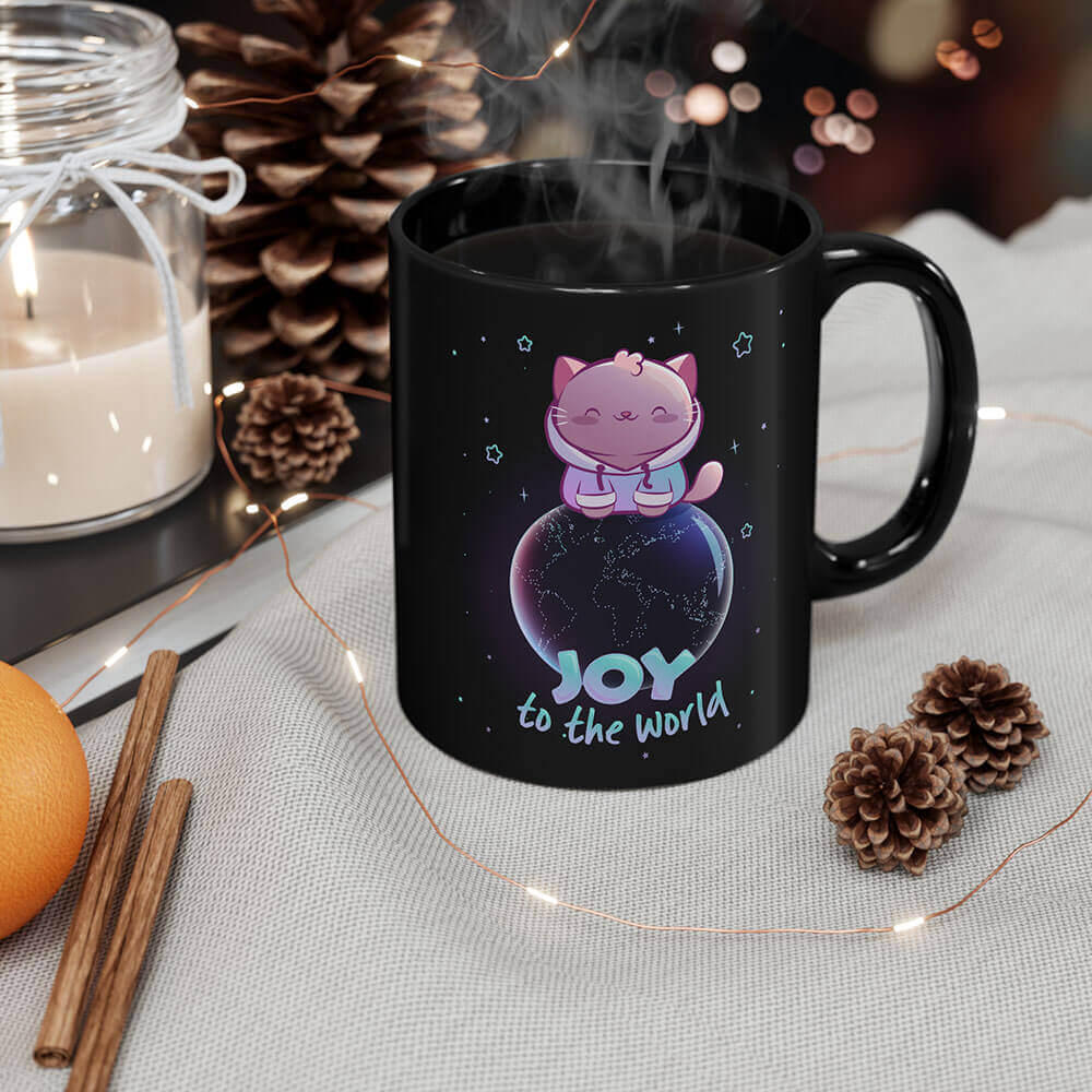 Joy to the World Kawaii Cat Cute Mug