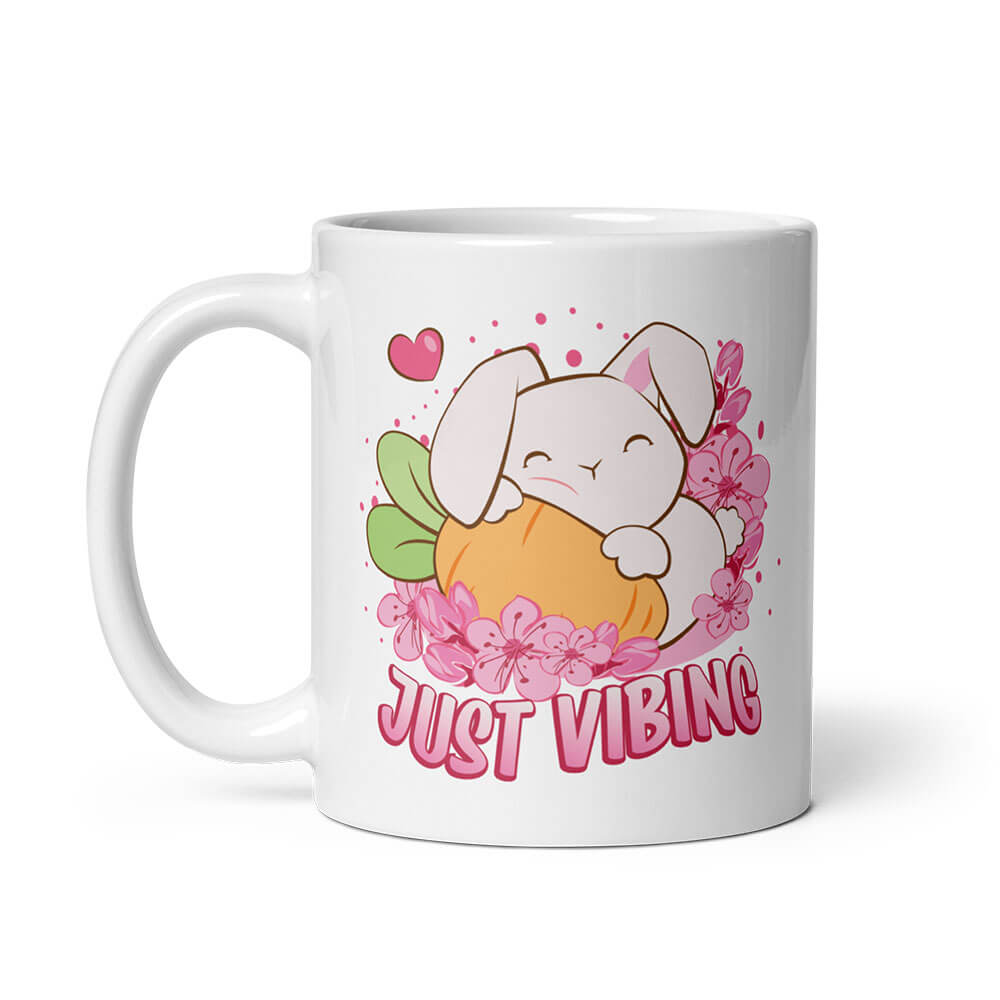 Just Vibing Year of Rabbit Kawaii Coffee Mug white 11 oz