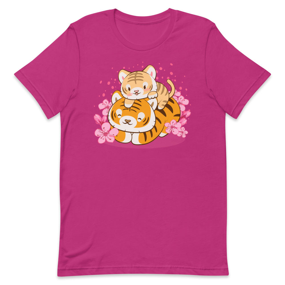 Kawaii Baby Tiger and Mommy Year of Tiger Shirt - Berry