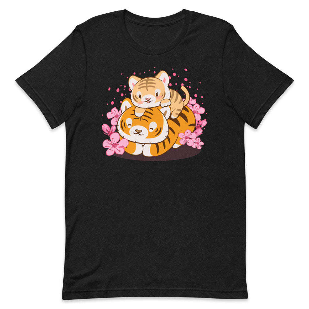 Kawaii Baby Tiger and Mommy Year of Tiger Shirt - Black