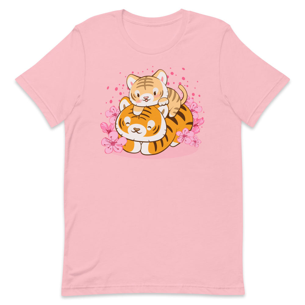 Kawaii Baby Tiger and Mommy Year of Tiger Shirt - Pink