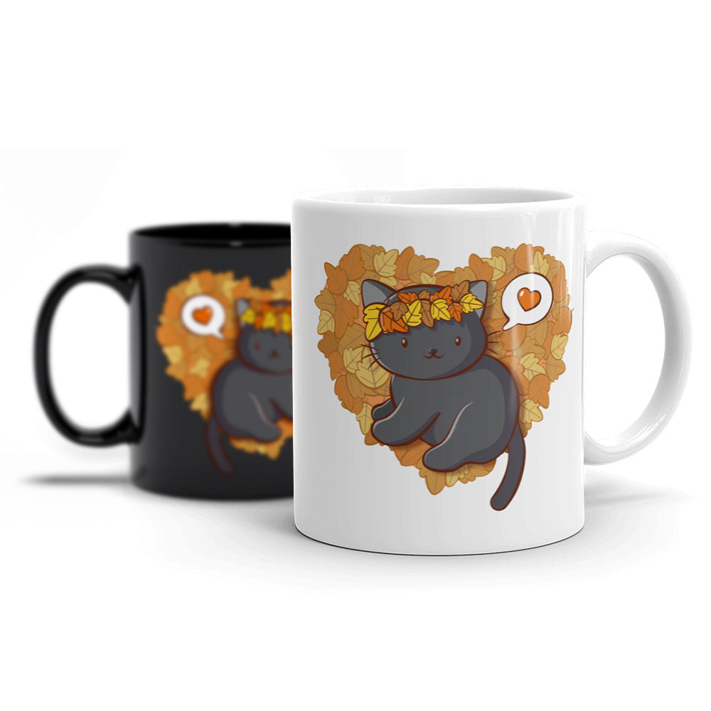 Kawaii Black Cat Fall Coffee Mug
