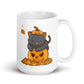 Kawaii Black Cat Pumpkin Cute Fall Mug - White 15oz