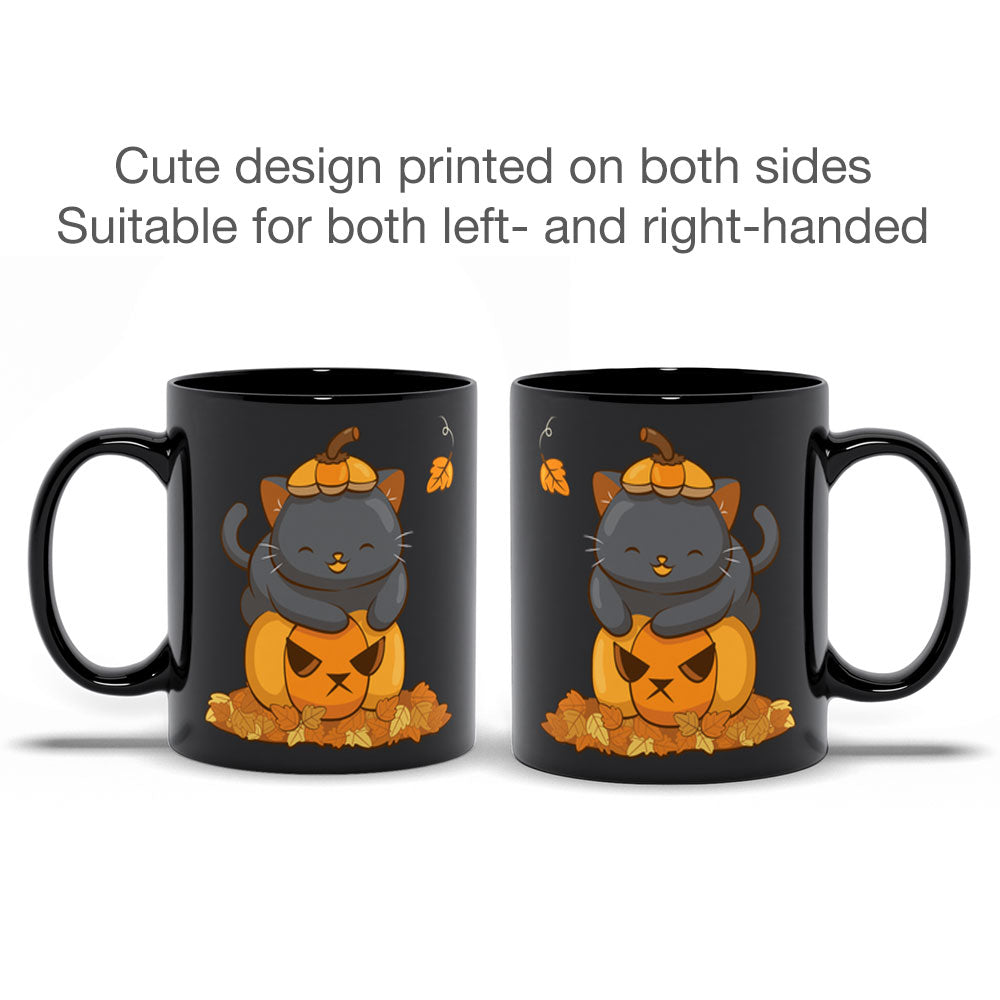 Kawaii Black Cat Pumpkin Cute Fall Mugs