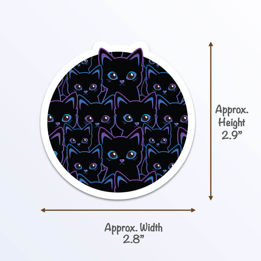 Kawaii Black Cats Sticker measurement